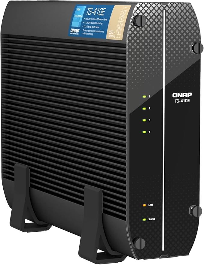 QNAP TS-410E-8G-US 4 Bay Professional fanless Desktop NAS with Intel Celeron Quad-core Processor, 8 GB DDR4 RAM and Dual 2.5GbE (2.5G/1G/100M) Network Connectivity (Diskless)