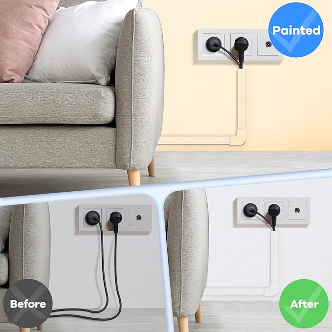 126in Cord Hider Kit, ZhiYo Cord Cover for Wall Mounted TV, Paintable Wire Cover for Cords, TV Cable Hider Wall Kit, Cable Cover Wire Management, White Cords Concealer, 8 x L15.7in W0.95in H0.55in