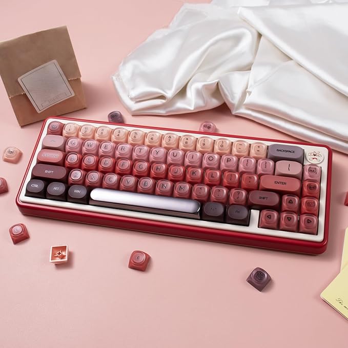 Sumgsn 132 Keys PBT Jelly Keycaps MOA Profile Red Keycaps Comaptible with Wooting Keyboard 61/64/87/104/108 Cherry Mx Switches Mechanical Keyboards
