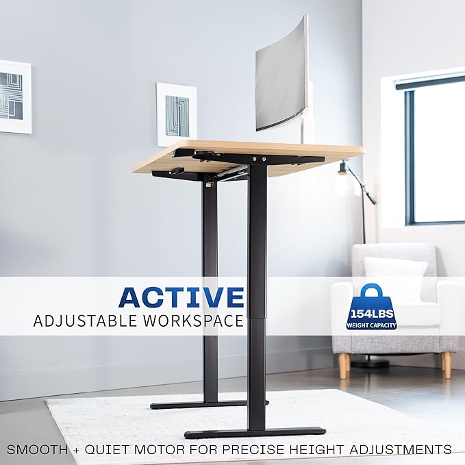 VIVO Electric 60 x 30 inch Stand Up Desk, Height Adjustable, Light Wood Top Black Frame, Home and Office Furniture Sets, DESK-KIT-0B6C
