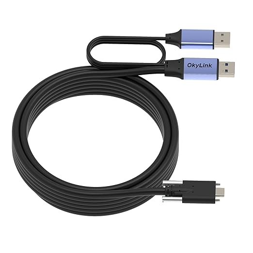 OkyLink 15ft (5M) USB 3.0/3.2/Gen 1 to Type-C Cable with 2 Screw Lock - 5Gbps A Male to C Male Data Cord, Industrial Grade USB A to C Extension