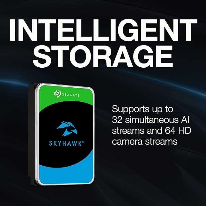 Seagate Skyhawk AI 12TB Video Internal Hard Drive HDD – 3.5 Inch SATA 6Gb/s 256MB Cache for DVR NVR Security Camera System with in-House Rescue Services – Frustration Free Packaging (ST12000VE003)