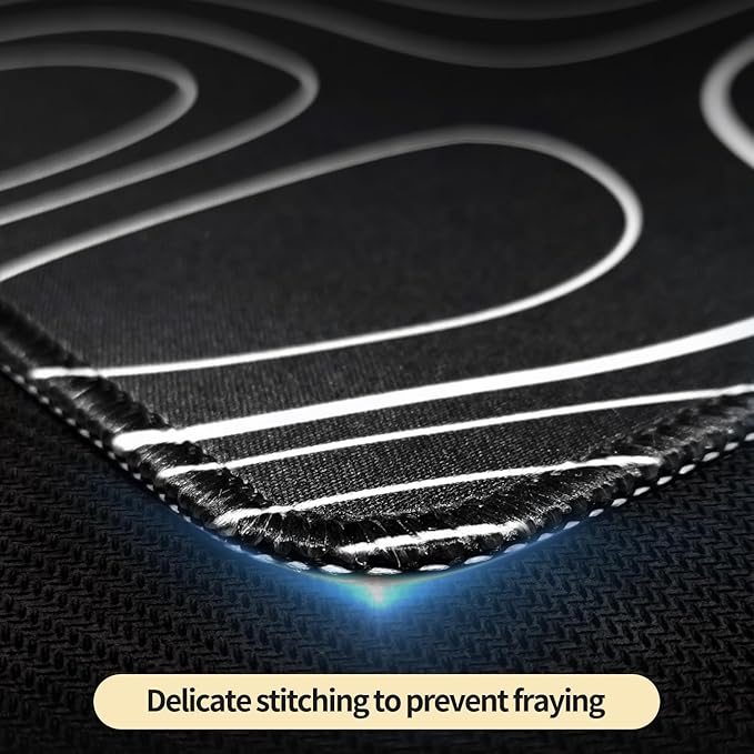 Bloss Large Gaming Mouse Pad Desk Mat, Mousepads with Anti-Slip Rubber Base, Extended Desk Pad, Mouse Mat-Black and White Topography (31.5 x 15.7 Inches, 2MM)