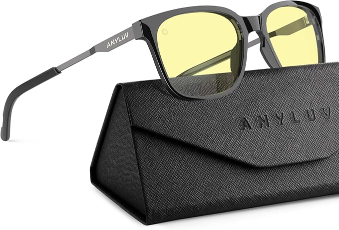 ANYLUV Blue Light Glasses for Men, Lightweight Computer Gaming Glasses, Stylish Anti Eyestrain Blue Light Blocking Men