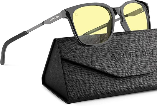ANYLUV Blue Light Glasses for Men, Lightweight Computer Gaming Glasses, Stylish Anti Eyestrain Blue Light Blocking Men