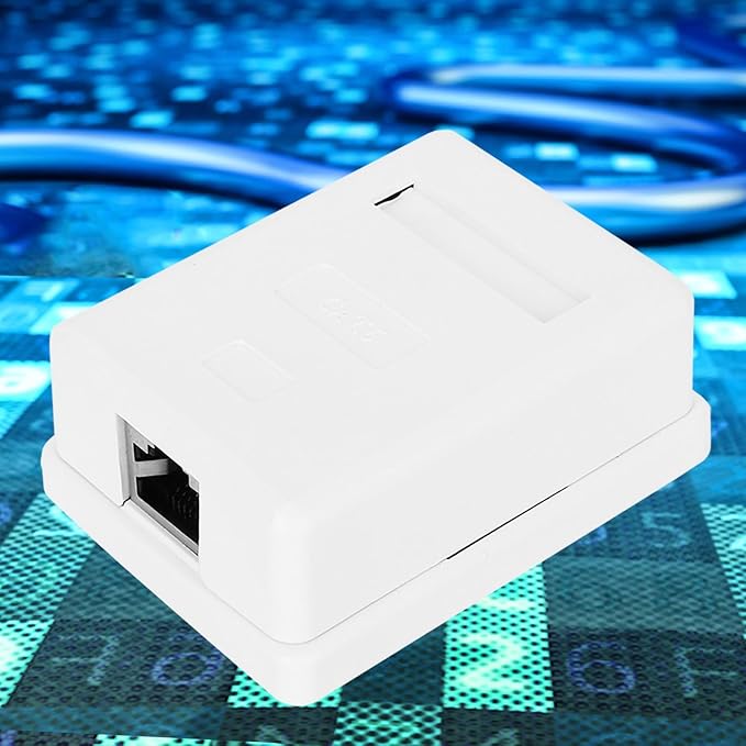 Kadimendium Networks Box Shielded CAT6 Single Port RJ45-8P8C Desktop Information Box for Networks Mounted, 2pcs ABS Shown with DouableSided Tape and Screw, for Wiring
