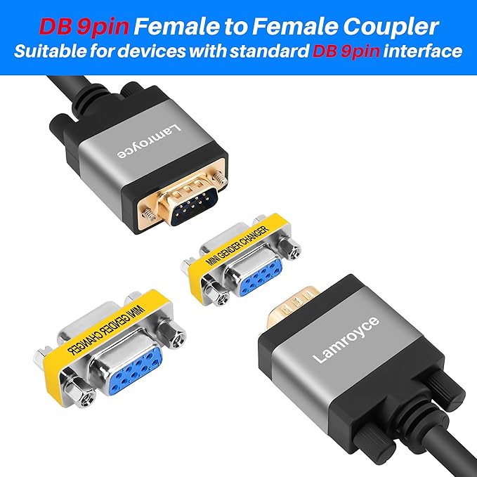 9-Pin DB9 Coupler 4 Pack, 9-Pin DB9 Female to Female Adapter Connector, Mini Gender Changer Extender Support 1080P Full HD-RS232 Serial Cable Coupler for Data Transfer