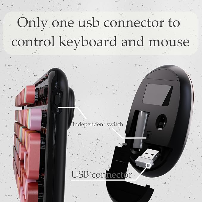x UBOTIE Colorful Wireless Keyboard and Mouse Combo, Full-Sized Office Keyboard with Typewriter Flexible Keys, 2.4GHz Dropout-Free Connection, Optical Mouse for PC Laptop(Black Colorful)