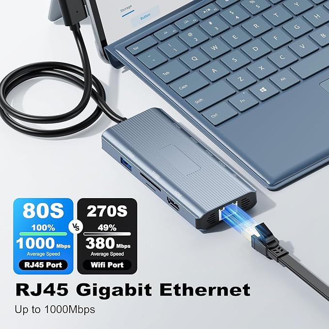 10 in 1 Microsoft Surface Docking Station-Surface Dock with HDMI Ethernet SD/TF Slot 3*USB 3.0+2*USB C 3.0+1*USB C PD,Docking Station for Surface Pro 11/10/9/8/X/7/6/5, Surface Laptop, Surface Book