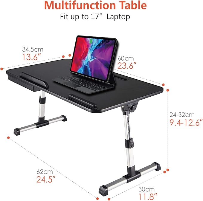 Lap Desk for Laptop,BUILDEC Adjustable Laptop Stand for Desk with Storage Drawer,Foldable Legs Standing Lap Table for Reading, Eating, Working, Writing, Gaming and Drawing in Bed Sofa Couch Floor