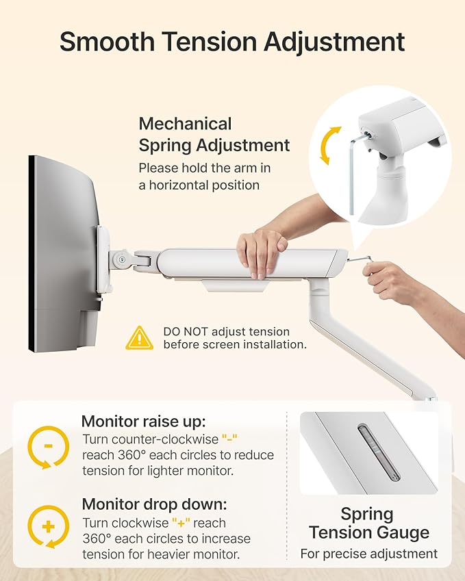 monTEK Dual Monitor Arm, Mechanical Spring Monitor Arm for 17-35" Screens, Adjustable Monitor Desk Mount Each Holds up to 26.4 lbs with C Clamp/Grommet Desk Mount, VESA 75/100mm
