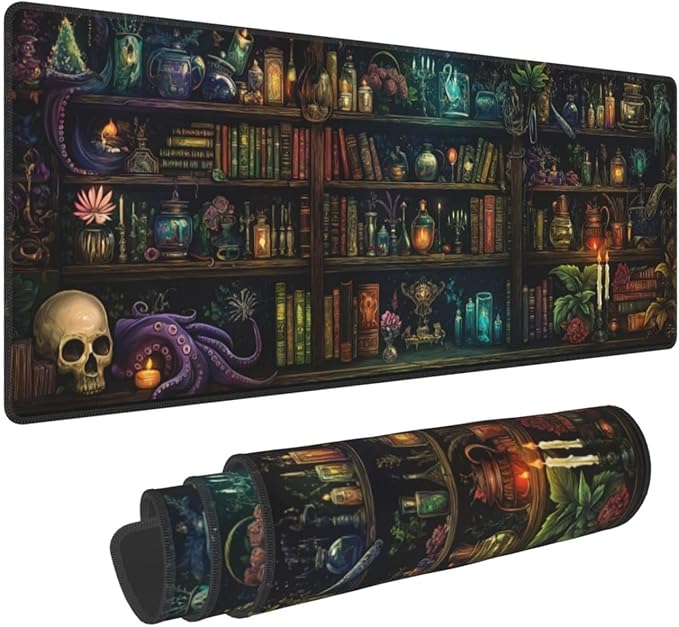 Library Mysterious Mouse Pad XL Large Mousepad Non Slip Rubber Base Desk Mat for Laptop Computer Gaming 31.5" X 12"