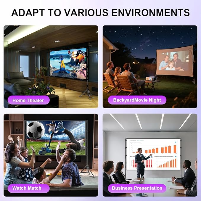 100 inch Projector sreen and Stand, Outdoor Indoor Projector Screen16:9 Foldable Portable Projector Screens for Movie Night Support Double Sided Projection