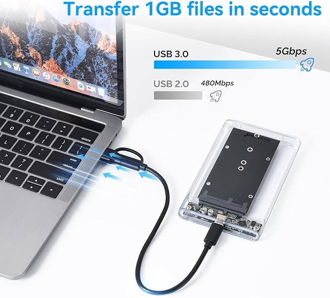 ELUTENG 2.5'' Hard Drive Enclosure 5Gbps USB 3.0 to SATA External Hard Drive Enclosure Tool Free Hard Drive Case for 7mm 9.5mm HDD SSD 4TB Capacity Support UASP Compatible with WD Seagate Samsung