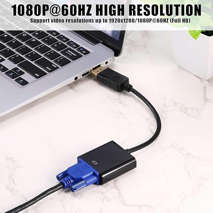 Yunsailing 30 Pack DisplayPort to VGA Adapters Gold Plated Compatible with Laptop Monitor PC Projector