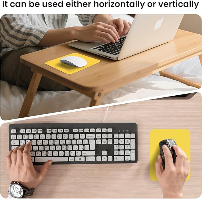 Small Mouse Pad 6 x 8 Inch, Horizontal and Vertical Flexible use. Great for Traveling, Wireless laptops, Keyboard Trays, Offices, etc. (Yellow)