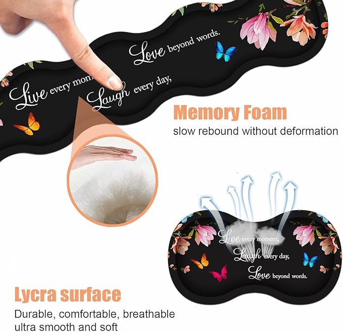 Ergonomic Keyboard Wrist Rest & Mouse Pad Wrist Rest Set,Large XXL Gaming Desk Mat 31.5"x 11.8" with Non-Slip Base, Memory Foam,Easy Typing Pain Relief for Home & Office,Floral Quote Live Laugh Love