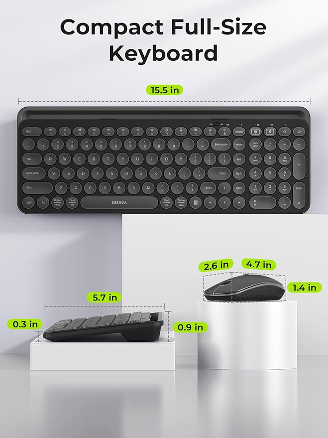 seenda Bluetooth Keyboard and Mouse for iPad, CTU-301 Wireless Multi-Device Connection Bluetooth+2.4G Keyboard Mouse Combo with Tablet Holder for iPad/MacBook/Windows, iOS/Andriod/Phone, Black