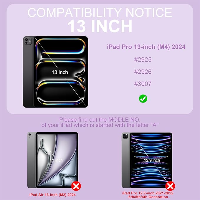 Soke Keyboard Case for iPad Pro 13 Inch (M5 2025/M4 2024), 7-Color Backlit Detachable Bluetooth Keyboard, Folio Stand TPU Back Cover with Pencil Holder for iPad Pro 13", Violet Marble