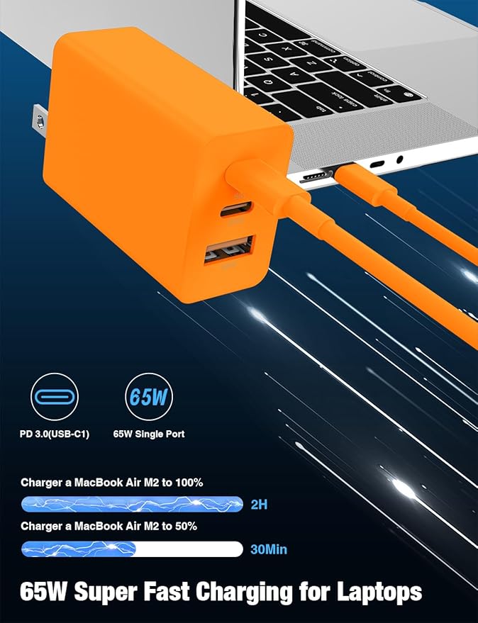 2Pack 100W USB C Wall Charger Block, 3-Port USB C Charging Adapter,65W Type C Super Fast Charging Power Plug Cube for MacBook Pro/Air,i-Pad Pro,i-Phone 17/16/15, Galaxy S25,and More