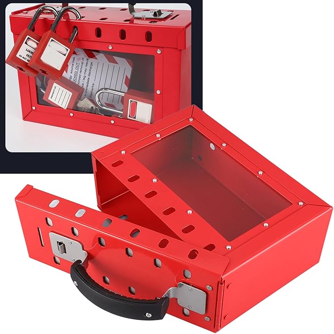 Group Lock Box, Portable Transparent Window Safety Lockout Tagout Box for Office Shopping Mall Home Company