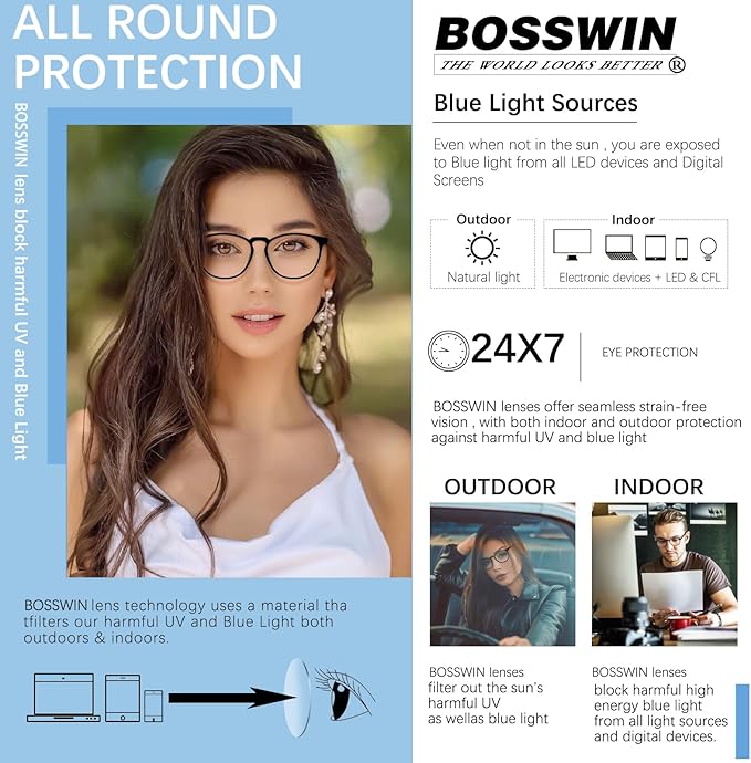 Blue Light Blocking Glasses for Women/Men - 4-Pack Computer Reading/Gaming/TV/Phone Glasses, Anti-Glare