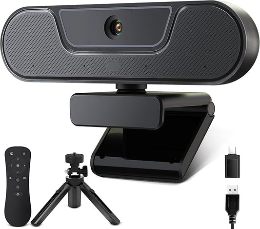 saylas 4K Webcam with Microphone and Speaker, Wide Angle 112°, Remote Control, Autofocus, Digital Zoom, Privacy Cover, Plug & Play Web Streaming Camera for Computer, USB Webcam for Pc
