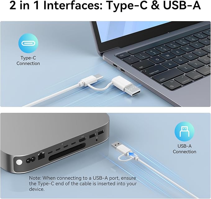 TECKNET USB Wired Keyboard and Mouse Compatible with Mac, Dual Interface(Type-C and USB A), Ergonomic Slim Keyboard Set for PC/Laptop, Compatible with MacBook, iMac, Mac mini/Pro, White