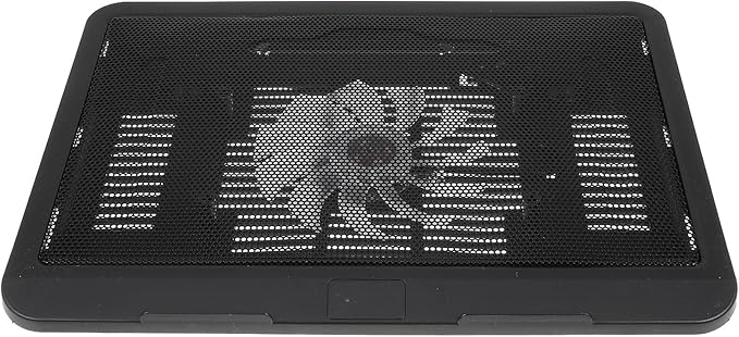 Silent Laptop Cooling Pad with Anti-Slip Fan Cooler and Adjustable Stand for Gaming Notebooks, Black, Suitable for Desktop and Travel Use