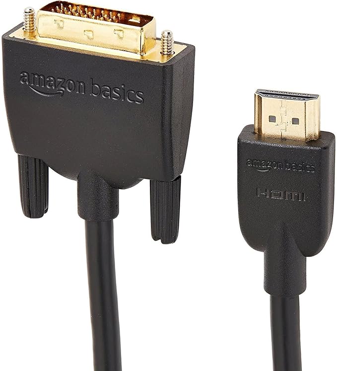 Amazon Basics HDMI to DVI Adapter Cable, Bi-Directional 1080P, Gold-Plated Connectors, 10 ft/3 m, Black