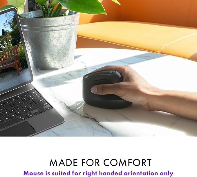 J-Tech Digital Wireless Mouse, Vertical Ergonomic Mouse with 2.4G Wireless & Bluetooth for 3 Multi-Device Function, Adjustable DPI Modes, Compatible with PC, Mac, Laptop - Black