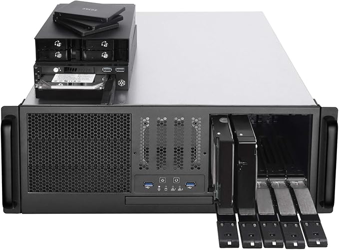 SilverStone Technology RM41-H08 4U Rackmount Server Case with 5 x 3.5 Hot-Swappable Bay and 3 x 5.25 Bays with USB 3.1 Gen 1 RM41-H08-x