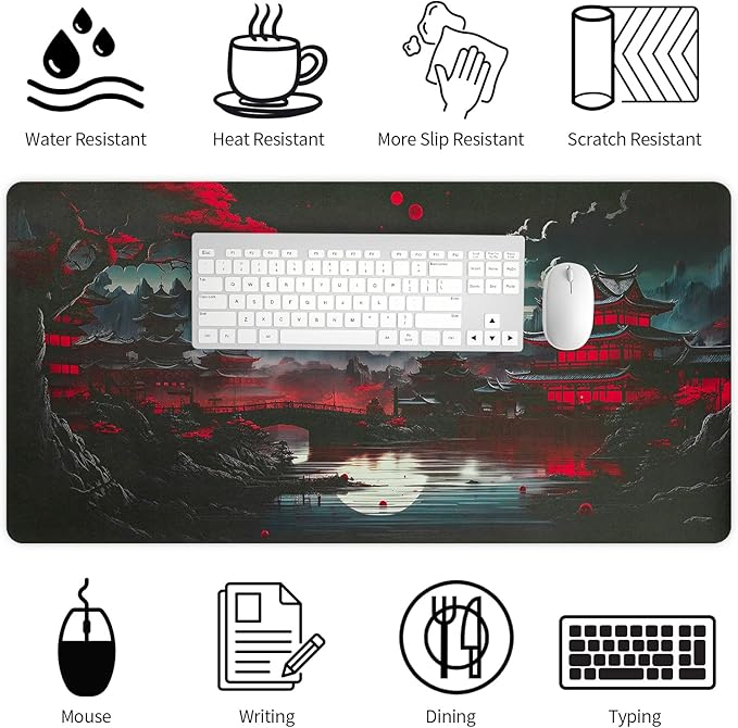 Bloss Japanese Style Desk Mat, Large Leather Desk Pad, Desk Matt for Desktop, Desk Pad Mat Waterproof, Computer Mat for Office Work/Home/Decor(31.5 x 15.7 Inches)