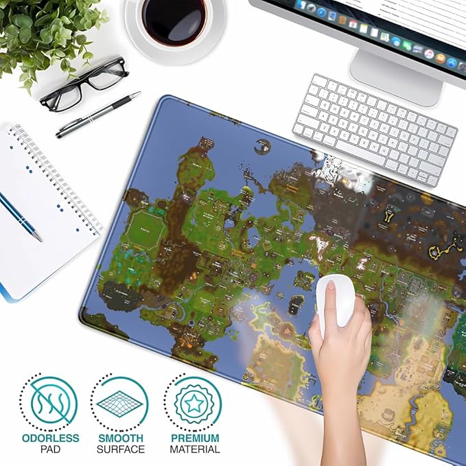 Old School Desk Mat World Map Mouse Keyboard Pad, Gaming Desk Pad Mat XXL Big Mouse Pad Tabletop Game Gift, Laptop Computer Keyboard Pad with Stitched Funny Extra Large Mouse Pad 31.5x15.7 in