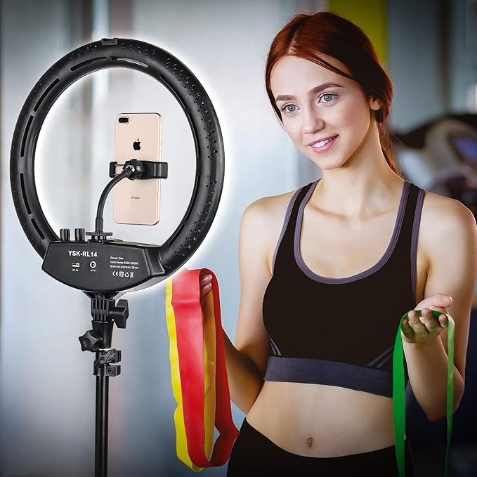 Ring Light with Tripod Stand, Yesker 14 Inch LED Ringlight Kit with Phone Holder Adjustable Color Temperature Circle Lighting, Led Photo Beauty Ring Lights for Camera for Vlog, Makeup, Video Shooting