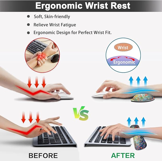Large Mouse pad and Keyboard Support Set, Ergonomic Memory Foam Keyboard Wrist Rest, Extended Gaming Mouse Pad with Stitched Edges, Black Cat in The Garden XXL Desk Mat (31.5 X 11.8 in)