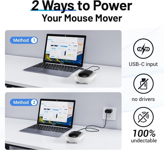 HONKID Undetectable Mouse Mover Jiggler with ON/Off Switch and USB Port Drive-Free,Simulate Physical Automatically Mouse Movement,Prevent Computer Laptop Inactive/Lockdown (White)