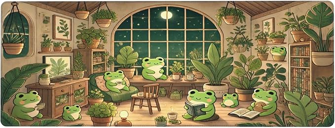 Cute Kawaii Frog Desk Mat Large Gaming Mouse Pad Cute Kawaii Frog Extended Mousepad Big in Laptop Computer Mouse Keyboard Mat for Office Desk Decor 31.5x12 in