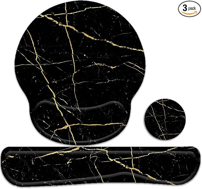 Keyboard Wrist Rest and Mouse Pad, Ergonomic Memory Foam Mouse Pad Wrist Support, Non-Slip & Pain Relief Mouse Pad and Keyboard Wrist Support, Comfortable Mousepad with Wrist Rest for Game, Office