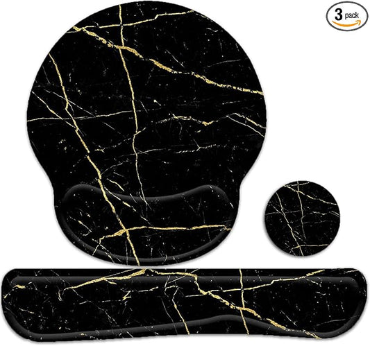 Keyboard Wrist Rest and Mouse Pad, Ergonomic Memory Foam Mouse Pad Wrist Support, Non-Slip & Pain Relief Mouse Pad and Keyboard Wrist Support, Comfortable Mousepad with Wrist Rest for Game, Office