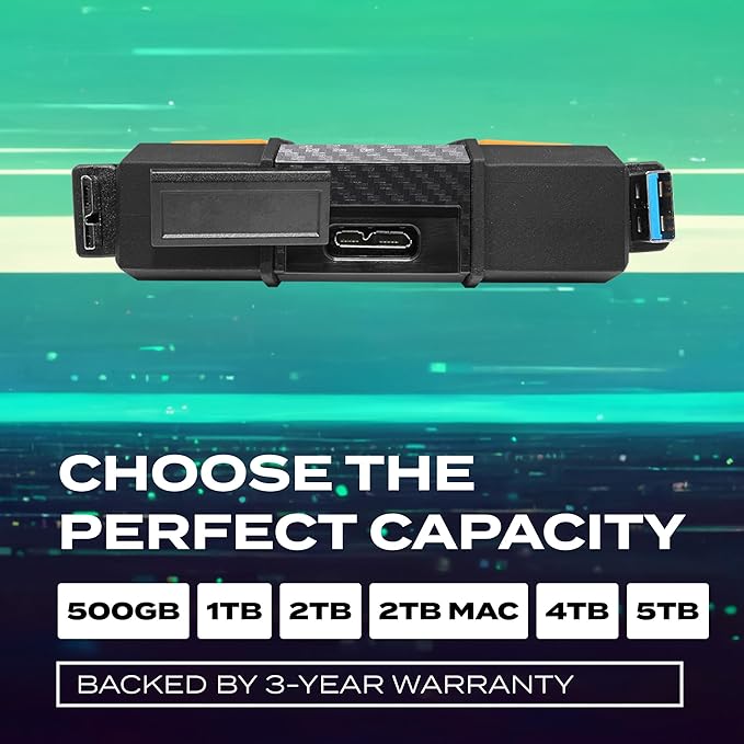ADATA HD710 Pro - 1 TB External Hard Drive - Shockproof, Waterproof & Dustproof - Durable Storage - For Gamers, Students & Professionals - Mac, PC & Linux Compatible - Yellow - AHD710P-1TU31-CYL