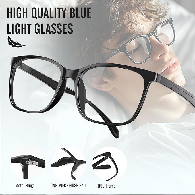 Blue Light Glasses For Men & Women - Anti Glare Computer Blue Light Blocking Glasses with UV Protection for Gaming
