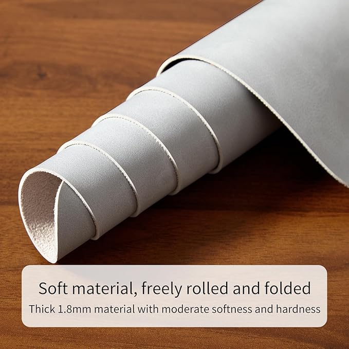 Desk Pad Soft PU Leather Large Mouse Pad Laptop Computer Desk Mat Table Blotter Flat Smooth Waterproof Non-Slip Desktop Protector Writing Pad for Office and Home (Light Grey, 80x40cm)
