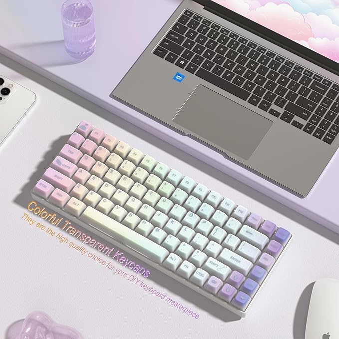 Womier Keyboard Keycaps Jelly - Shine Through keycaps, Transparent Clear Key Cap, Custom 60 65 75 100 Percent for Cherry MX, Outemu, Gateron Mechanical Keyboards (MDA Profile-Starry Sky)