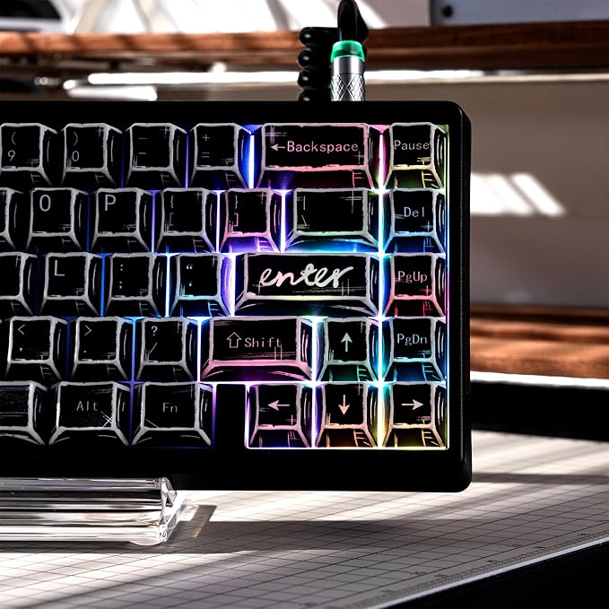 XVX Black Translucent Keycaps,PBT Keycap Set Cherry Profile,Dye Sublimation Graffiti Keyboard Keycaps Suitable for 60% 65% 75% 80% 100% MX Switches Mechanical Keyboard