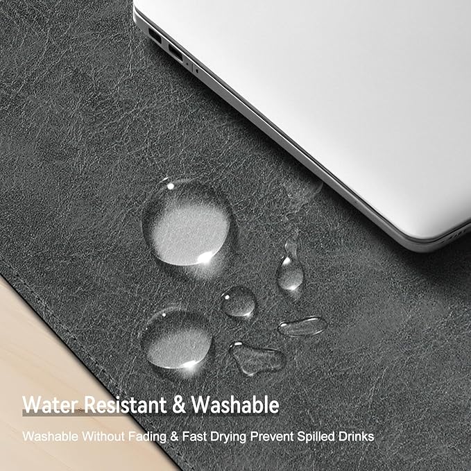 Imitation Crazy Horse Leather Desk Mat - Waterproof Desk Pad - Ideal for Large Mouse Pad and Desk Mats on Top of Desks (Gray+Dark Gray, 25"*13")