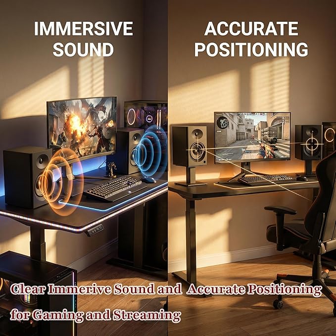 Bookshelf Speakers for Studio Monitors, 80W Peak Output HiFi Gaming Speakers, 4" Desktop Audio System for TV, Laptop, Record Player, Gifts, Black Pair