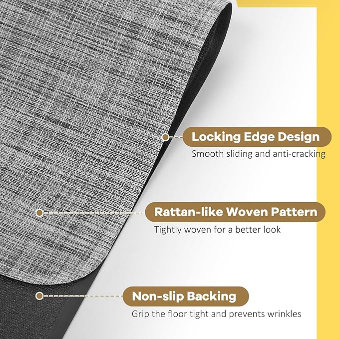 BesWin Large Office Chair Mat for Hardwood Floor, 48" x 60" Desk Floor Mat for Rolling Chair and Computer Desk, Heavy Duty PVC Floor Protector Rug for Home Office, Grey