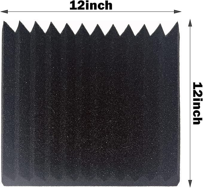 24 Pack Sound Proof Foam Panels |1"×12"×12" Quick-Recovery Soundproof Wall Panels | High Density Sound Dampening Panels for Home Studio| With Adhesive Stickers 120PCS (Black)