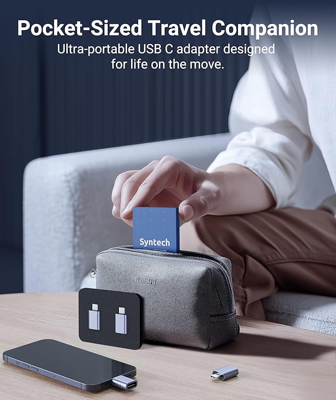 Syntech USB C Male to USB3 Female Adapter Compatible with iPhone 17 Pro Max iMac 2021, iPad Pro 2021, MacBook Pro 2020 / Air 2020 and Other Type C or Thunderbolt 3 Devices Blue, Pack of 2